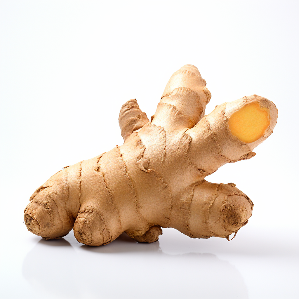 ginger root against white background